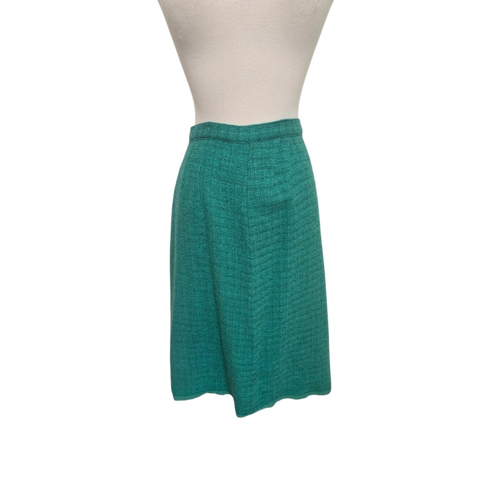 1950s 60 Vintage Womens Pencil Skirt Green Tweed Wool
